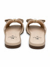 Back perspective of ZAYRA beige flat slide slippers showing cushioned logo footbed