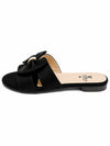 Side angle of ZAYRA ladies black flat slide sandal with crystal buckle