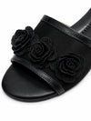 ZAYRA Women’s Black Floral Mesh Flat Slides – 3D Floral Embellished Slip-On Slippers