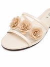 ZAYRA Women’s Cream Floral Mesh Slippers – Sheer Lace Flower Flat Slip-On Slides