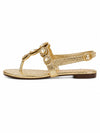 ZAYRA Women’s Gold Crystal Flat Sandals – Embellished Slingback T-Strap Sandals