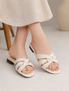 ZAYRA Women’s Off-White Interlocking Woven Strap Slippers – Cream Flat Slip-On Slides