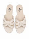 ZAYRA Women’s Off-White Interlocking Woven Strap Slippers – Cream Flat Slip-On Slides